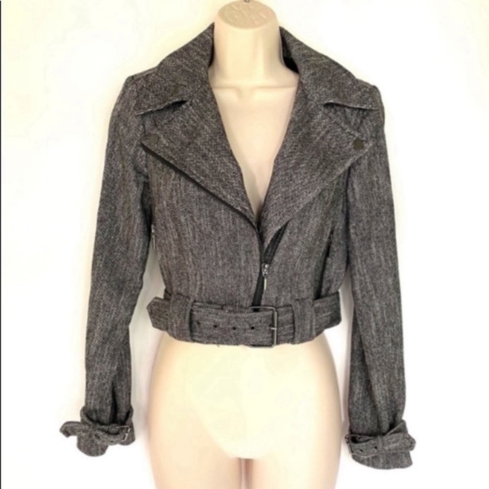 Bebe cropped tweed Moto jacket 2